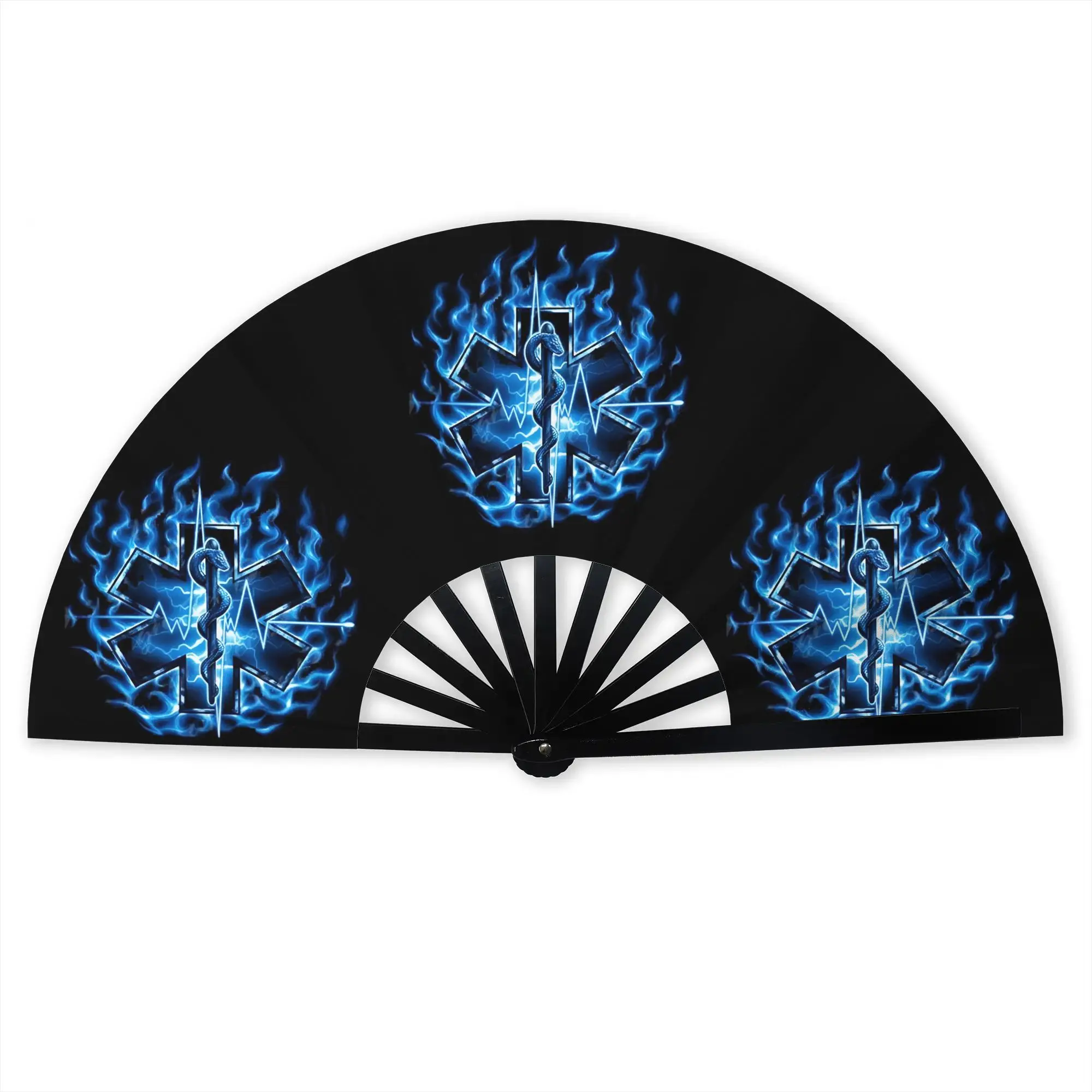 Star of Life   Traditional Folding Fan Oriental Art  High-Quality Polyester Fans Gift  Exquisite Decorative Hand Fan