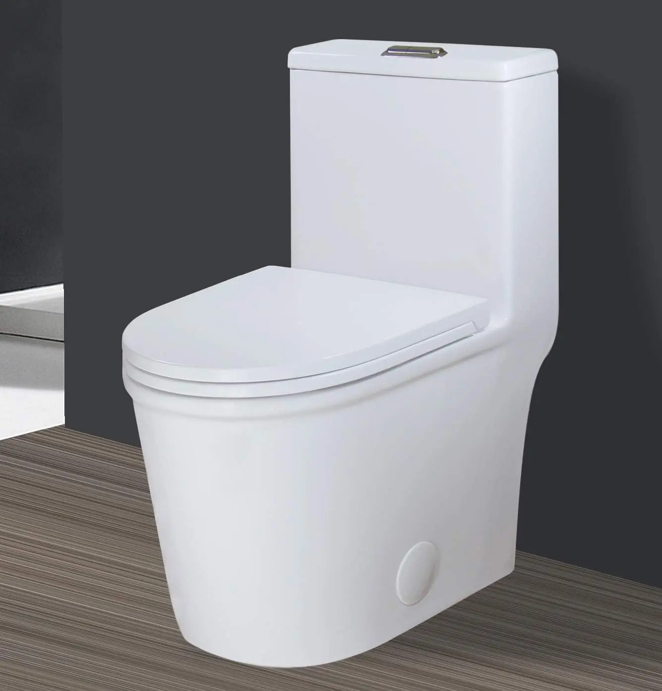 Kompakte einteilige Toilette, 22,8 Zoll Tiefe, modernes, kurzes Design, Dual-Spülung für kleines, kleines Mini-Badezimmer, 30,5 cm, rau, weiß