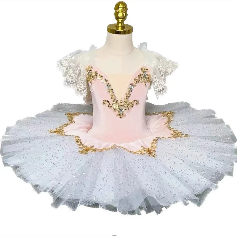 

Girls Ballet Professional Tutu Dress Adult Women Sequin Embroidered Puffy Skirt With Flying Sleeves Swan Lake Ballet Costumes