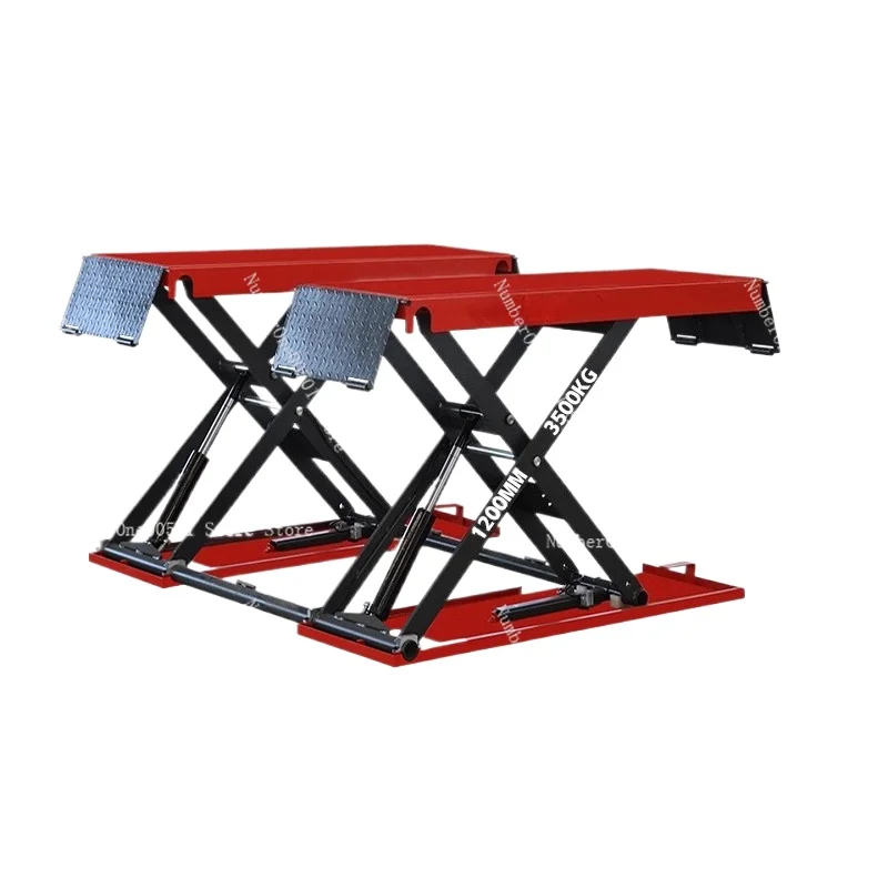 

1.4m Ultra-Thin Scissor Lift Waterproof Mid-Rise Car Lift with 4 Hydraulic Cylinders Reinforced Steel Arms