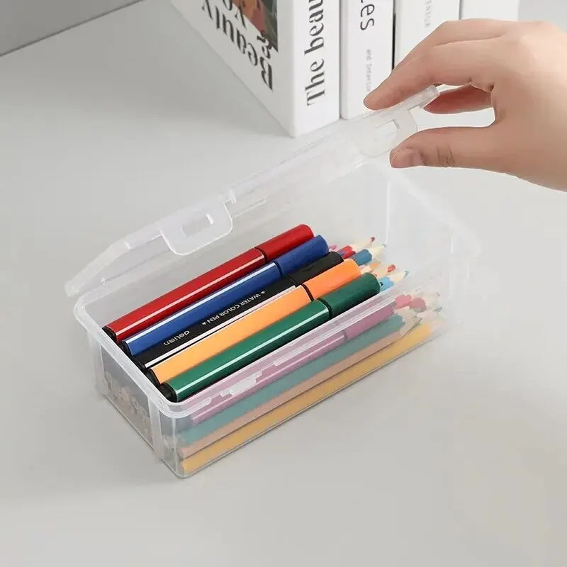 1PC Transparent Pencil Case Sketch Plastic Pencil Case Storage Case Art Student Pencil Case Large Capacity Toolbox image 5