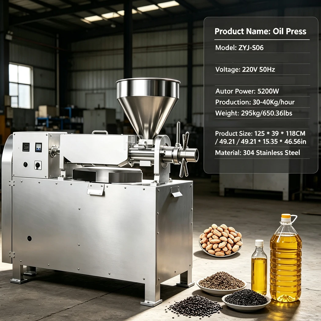 Oil Extractor Press Machine Industrial Oil Presser Stainless Steel for Large Scale Oil Seeds Processing