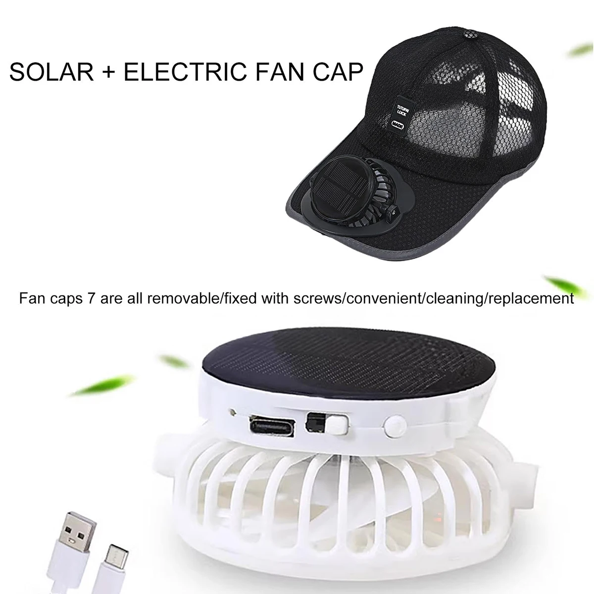 Baseball Hats With Fans Trucker Hat Baseball Hat Breathable Sports Hats UV Protection Beach Hat Solar Powered Rechargeable Hat