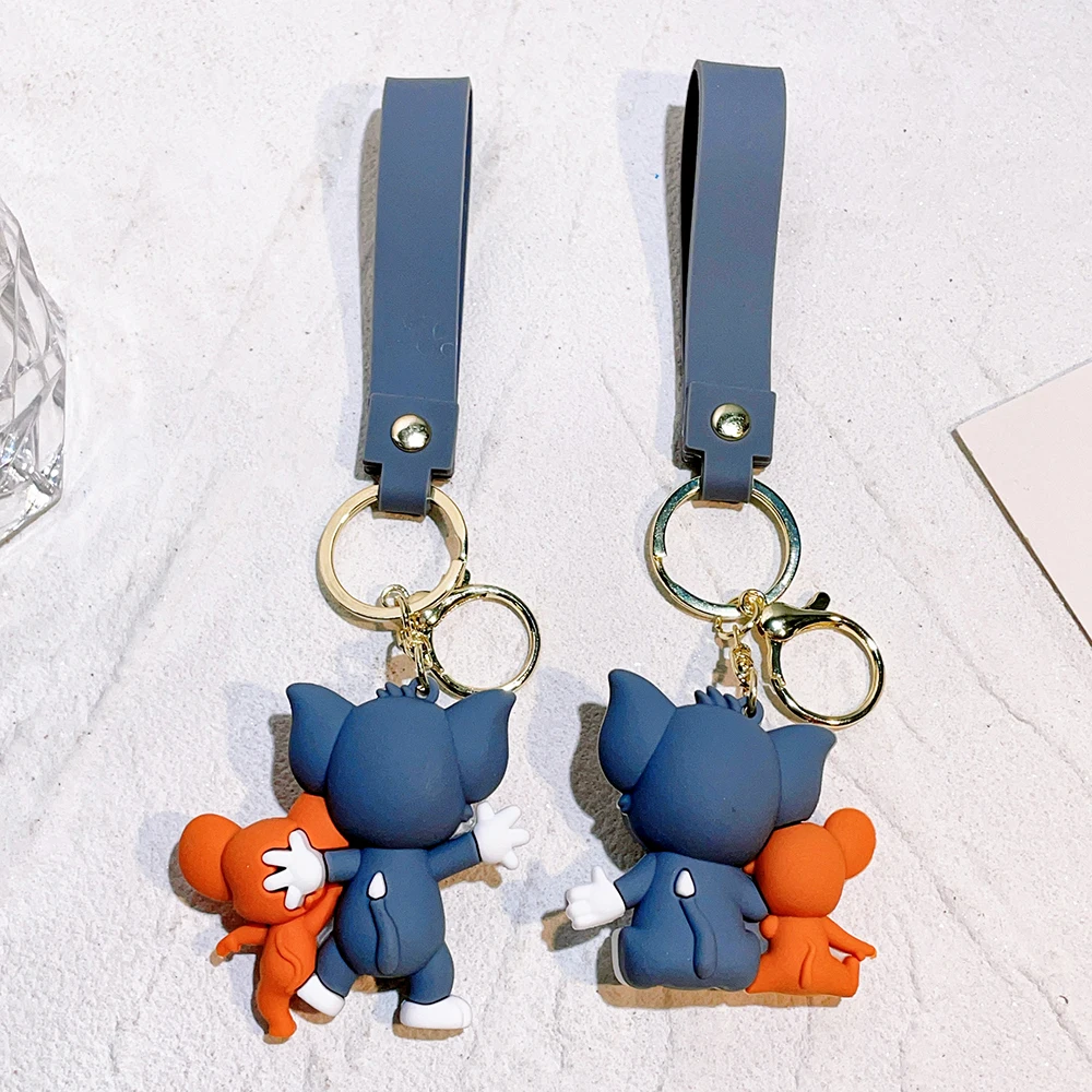 Tom e Jerry Anime Cartoon Ornament Portachiavi Portachiavi per auto Ciondolo Simpatico gatto Topolino Bambola Halloween Collezionismo Giocattoli regalo per bambini