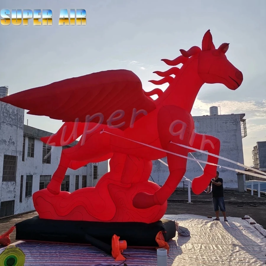 The new year of dragon promotion red inflatable horse with wing for event