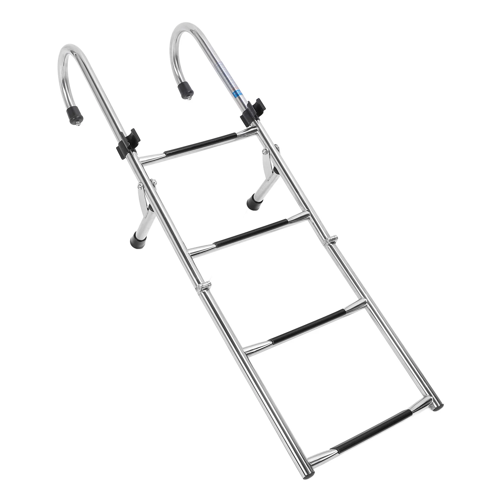 سلم سباحة للقارب قابل للطي 316 من الفولاذ المقاوم للصدأ 4 خطوات سلم قارب عائم مرآة متعددة الاستخدامات مصقولة مع درابزين يدوي للأحواض