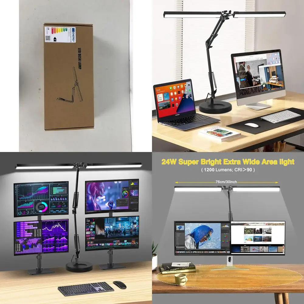 LED-bureaulamp met twee koppen, 24 W verstelbaar zwenkarmlicht, klembasis, 3 kleurmodi en 10 dimniveaus voor thuiskantoor en studeerkamer