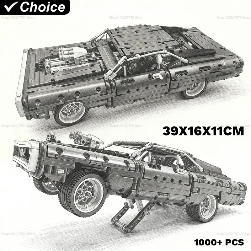 1077PCS Race Car Mechanical Building Blocks Kit Educational DIY Toy Model for Kids Adults High Difficulty Creative Assembly Gift