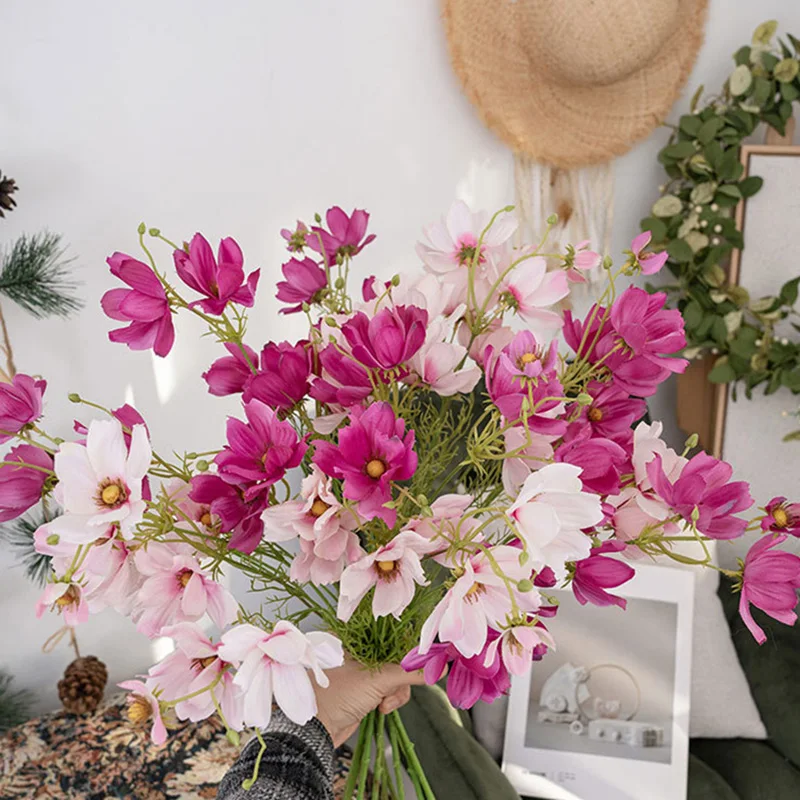 7 heads Gesang flower branch silk Artificial flowers home wedding decoration flores artificiales cheap flower fleur