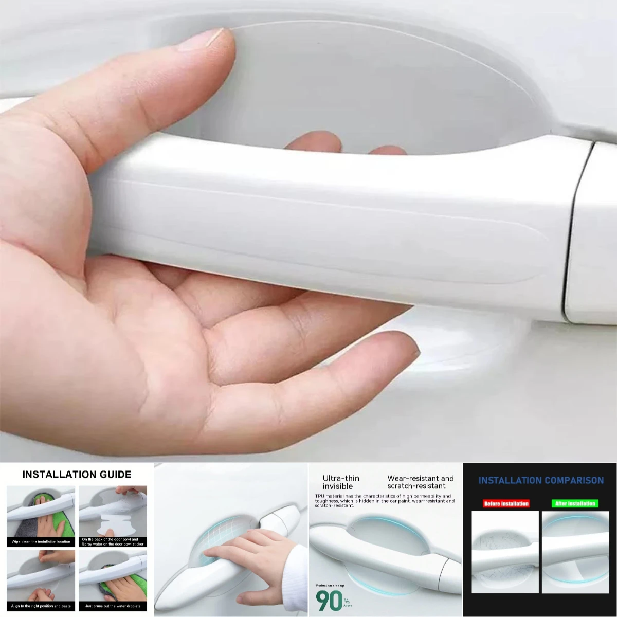 

Car Door Bowl Handle Invisible Protective Sticker Auto For Audi A4 Q5 A3 Q3 Q7 A6 Q2 A5 E-tron TT