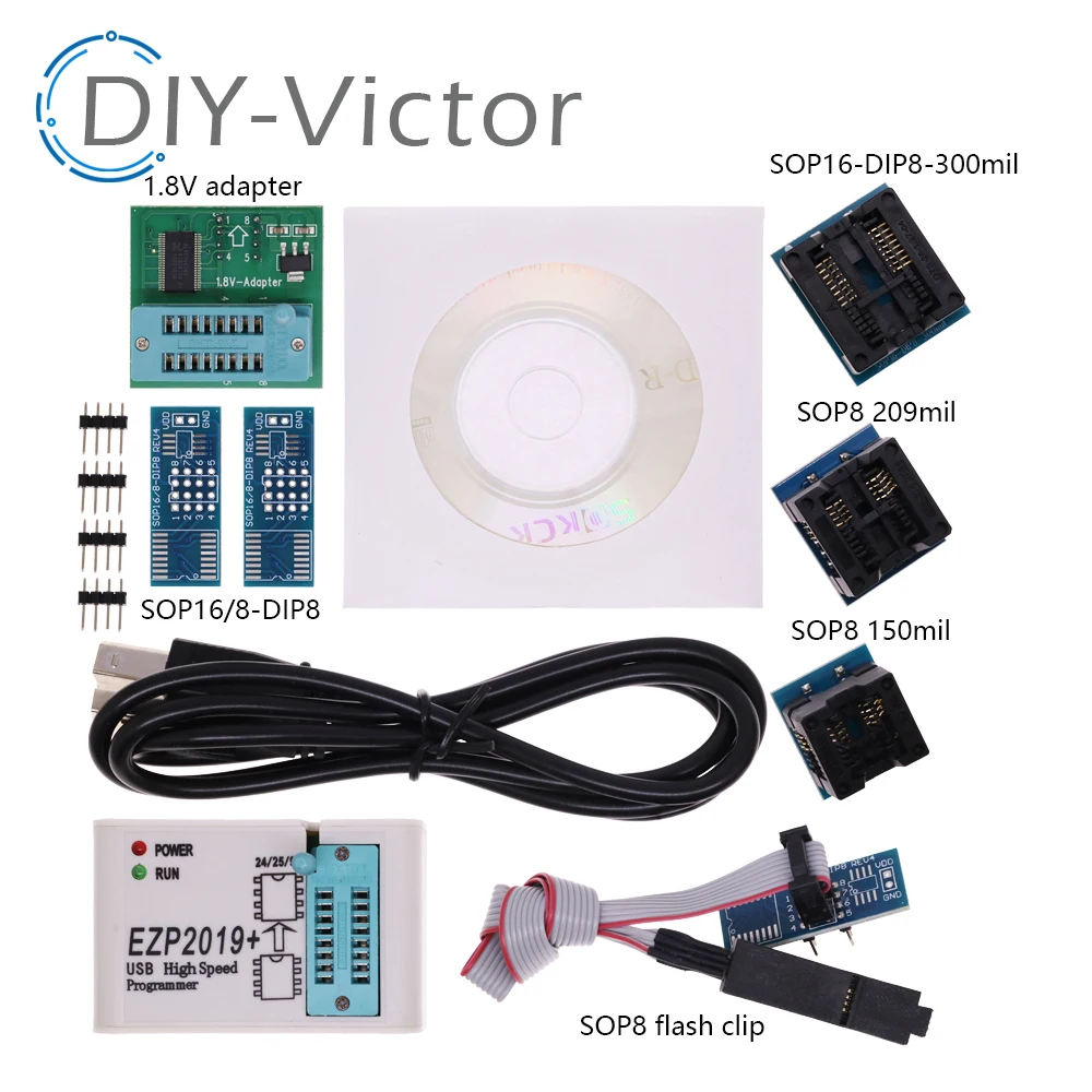 EZP2019 EZP2019+ USB High-speed SPI Programmer Support24 25 93 EEPROM 25 Flash BIOS Chip+5 Socket Full Set