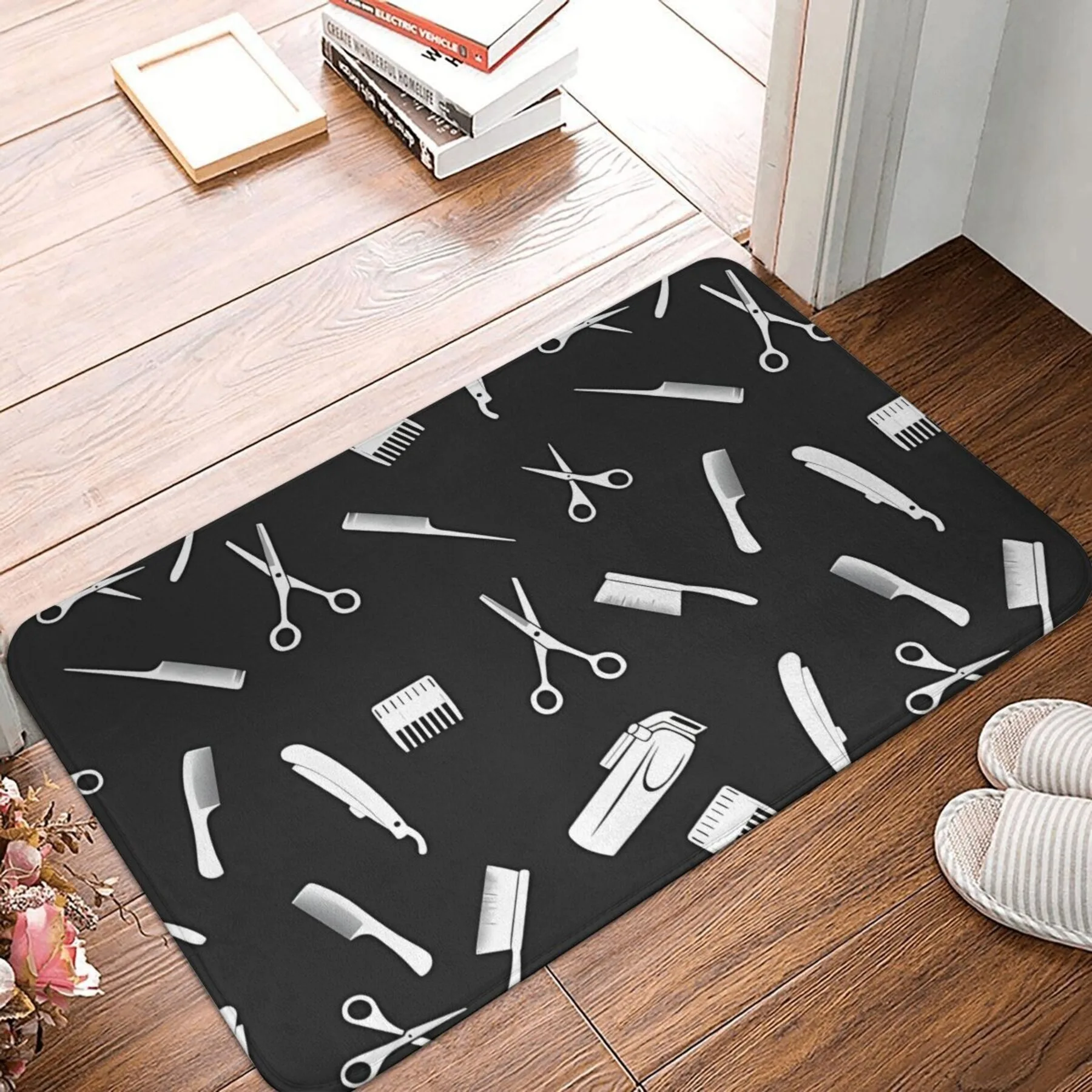 

1PC Barber Kit Pattern Kitchen Rug Non-Slip Door Mats Pop design Bathroom Rug Bath Mat Carpet for Home Sink Laundry Decor