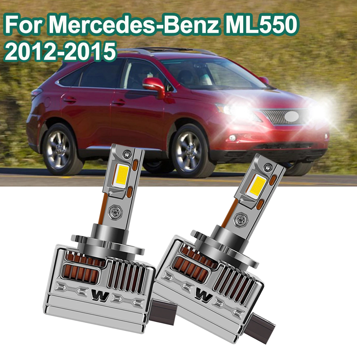 

For Mercedes-Benz ML550 2012-2015 HID Headlight LED Bulbs High Low Beam 3570 CSP Chips Car Lamps for Improved Visibility