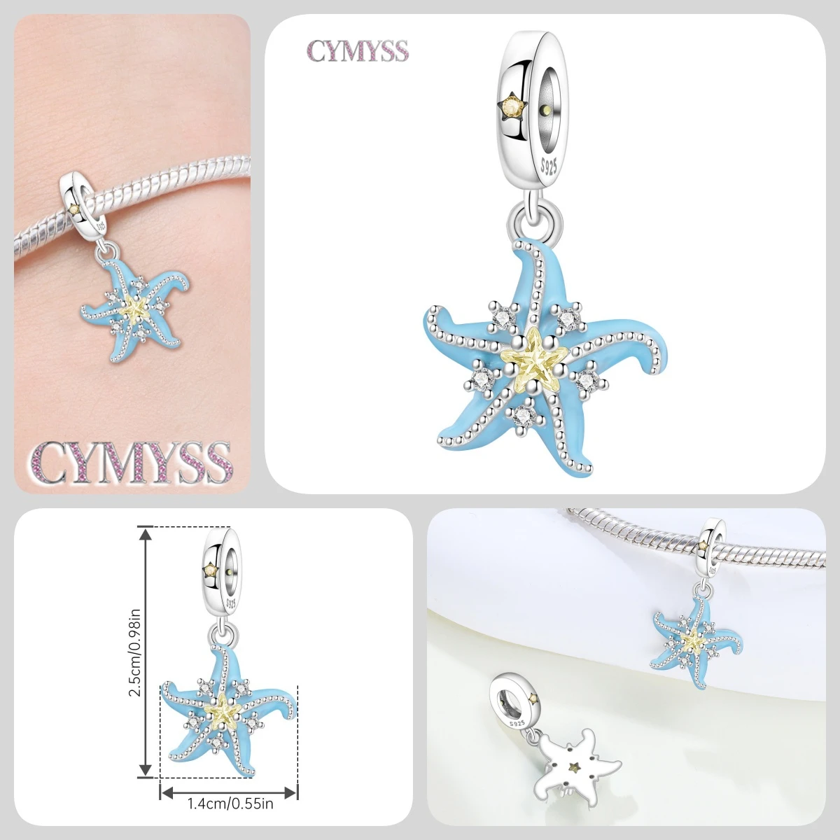 Blauer Charm, 925er Sterlingsilber, Ozeanperlen, Betta-Fisch-Anhänger, Geburtstagsfeier, Geschenk für Frauen, Armband, Halskette, DIY-Perlen, Schmuck – Detail 25