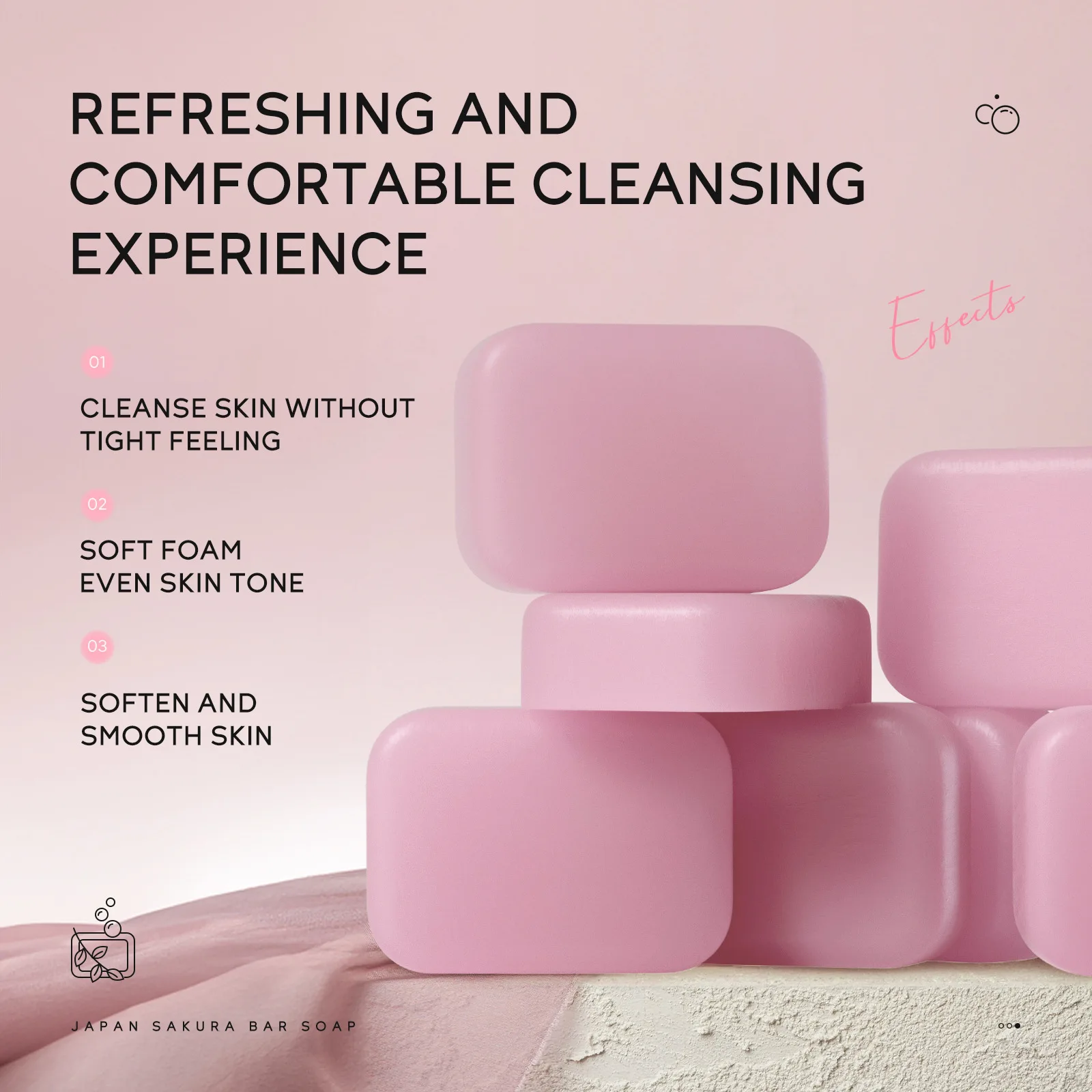 LAIKOU Sakura Soap 90g Face Clean Body Cleansing Soap Deep Cleansing Soften Skin Even Skin Tone