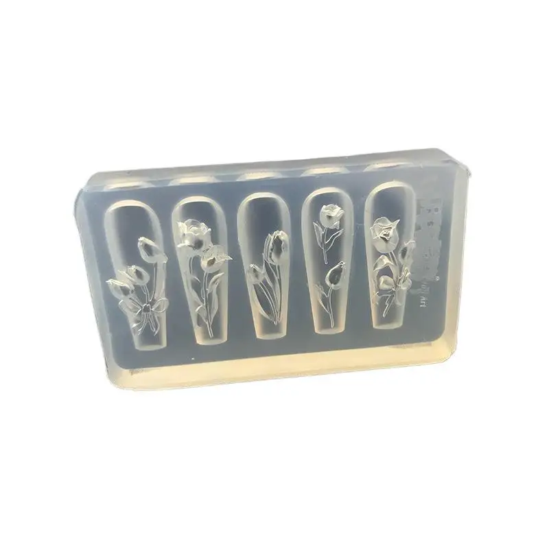 Silikonform zum Schnitzen von Nagelkunst-Tulpen, Vorlage für Maniküre-Dekoration, Werkzeug für Heimwerker und Nagelstudios – Detail 5