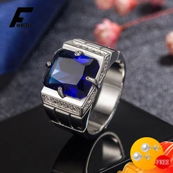 FUIHETYS Luxury Men Ring 925 Silver Jewelry Accessories with Zircon Gemstone Finger Rings for Wedding Party Engagement Gifts