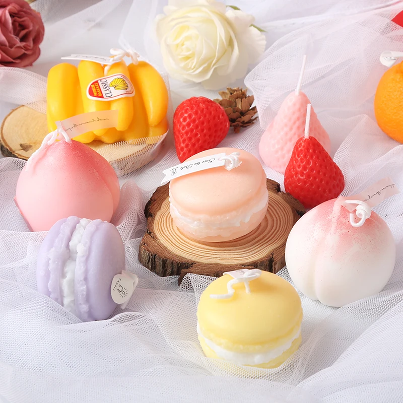 

Creative New Fruit Series Candle Orange Peach Lemon Cherry Candle Ornaments Home Decoration Shooting Props Scented Candle