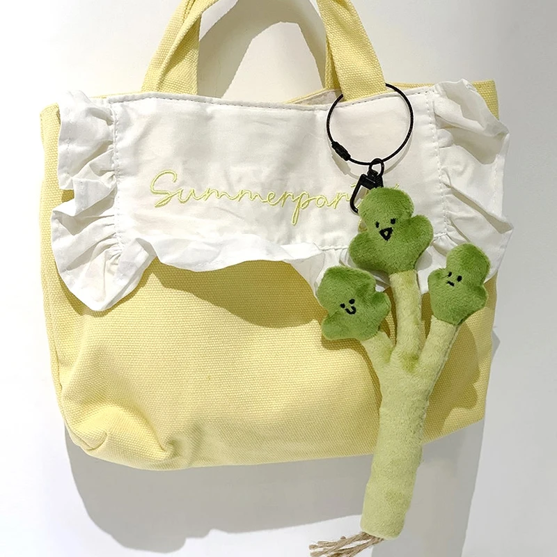 Cute Brocoli divertente coriandolo portachiavi Cartoon peluche bambola 3D ciondolo verdura portachiavi zaino Charms Car Bag Decor Toy