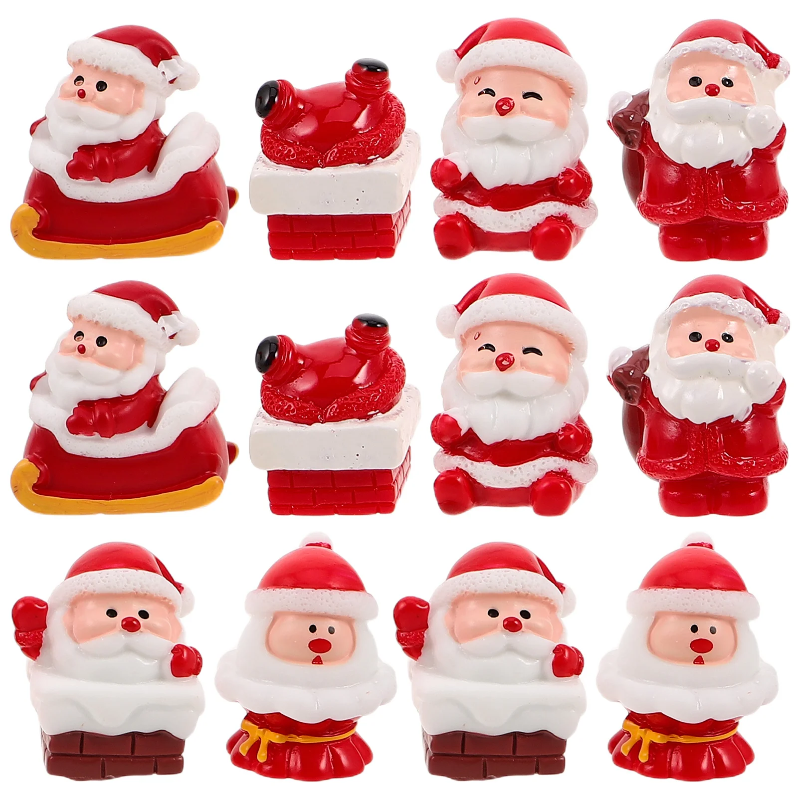 

12Pcs Christmas Santa Claus Decor - Mini Resin Holiday Statues for DIY Tabletop Decoration Xmas Fairy Garden Display