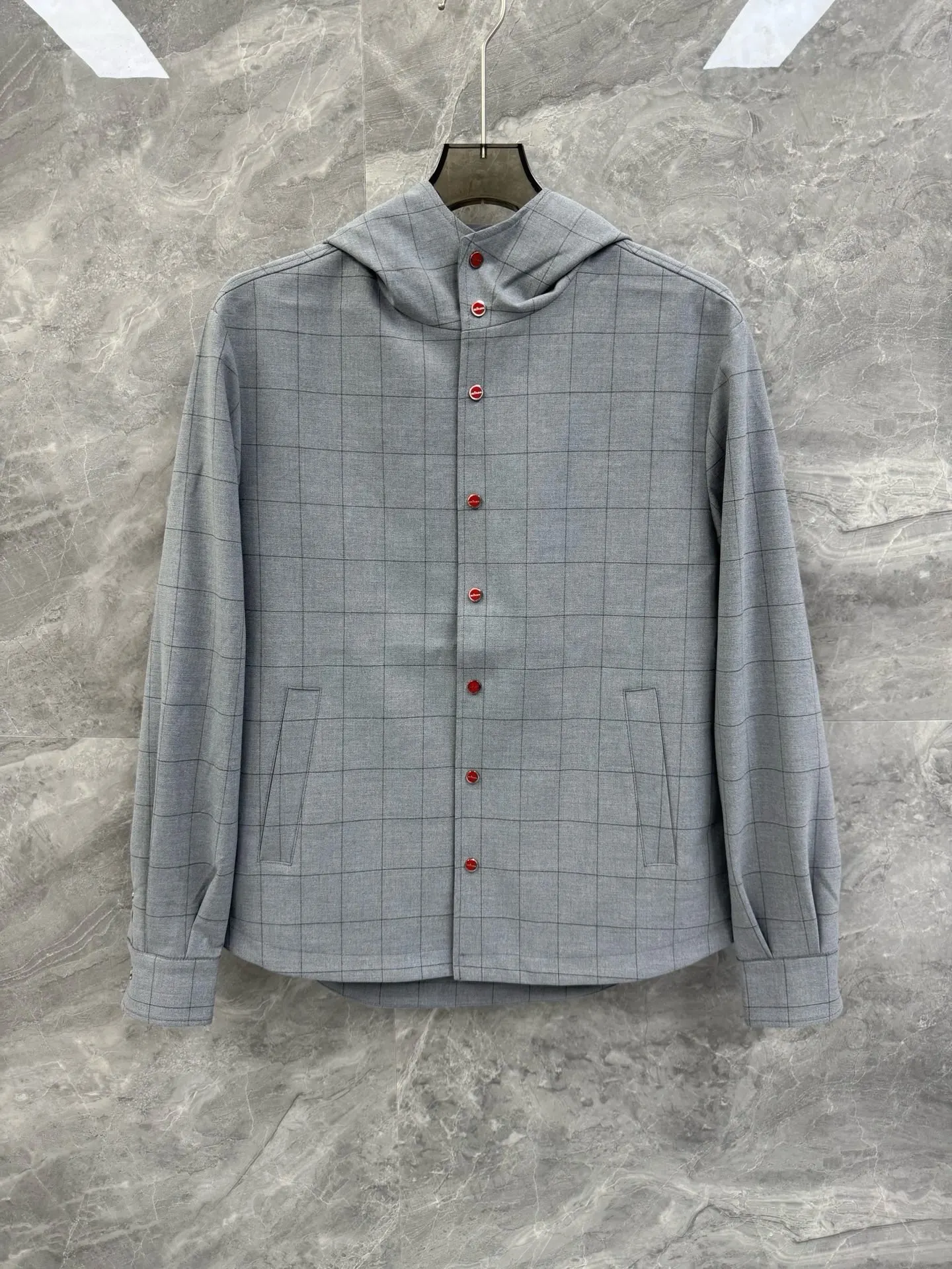 SIJITONGDA2026 wool plaid jacket elite men's business casual hooded jacket size S-2XL
