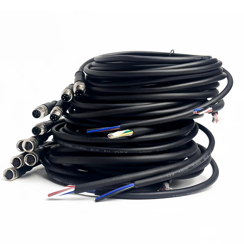 2Meters M8 Male & Female Sensor Connector, 3-8 Pin Waterproof Plug, Integrated Injection Molding for Industrial Applications