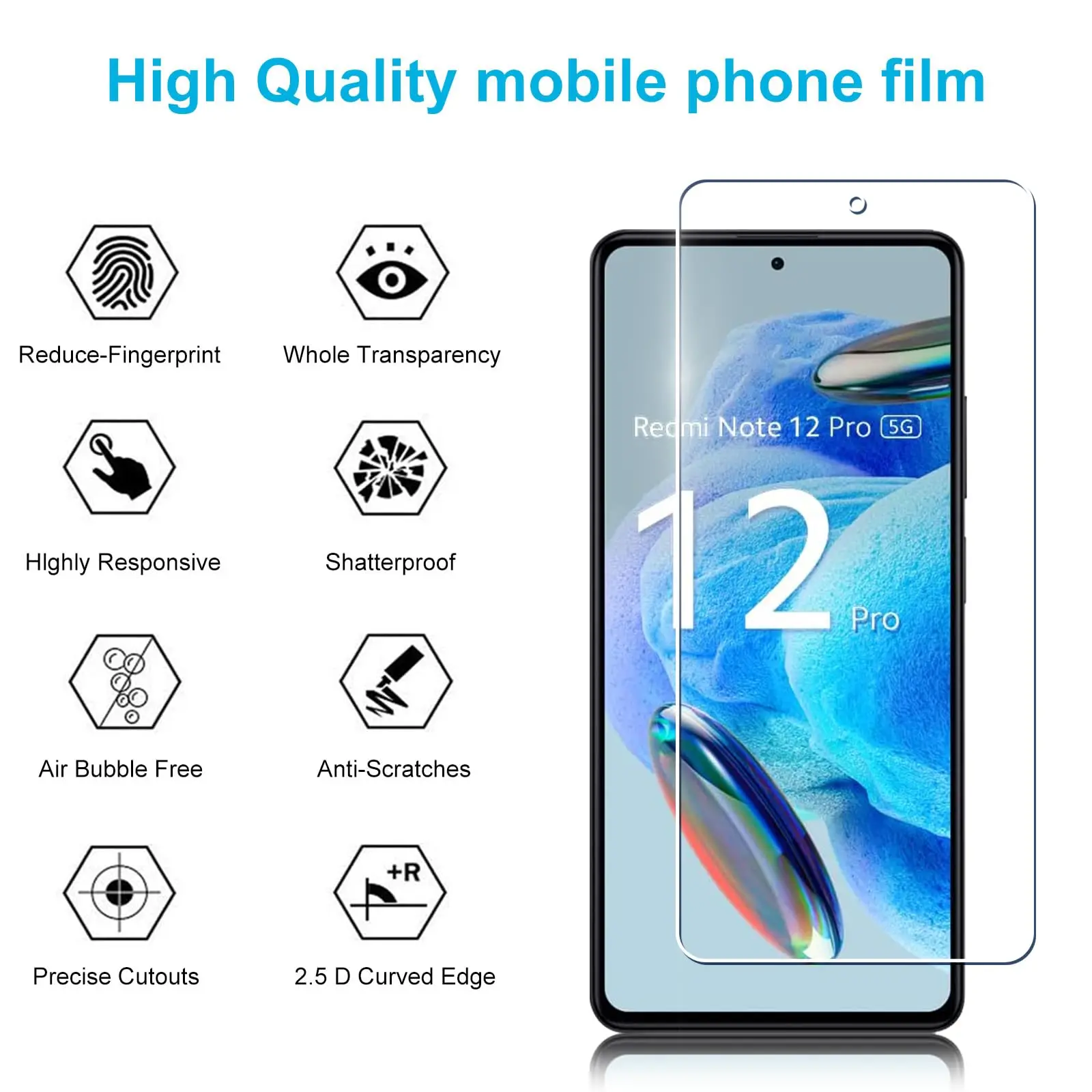 For XIAOMI Redmi Note 12 Pro Plus 4G 5G Screen Protector Tempered Glass Crystal Mica 9H HD Clear Transparent Case Friendly