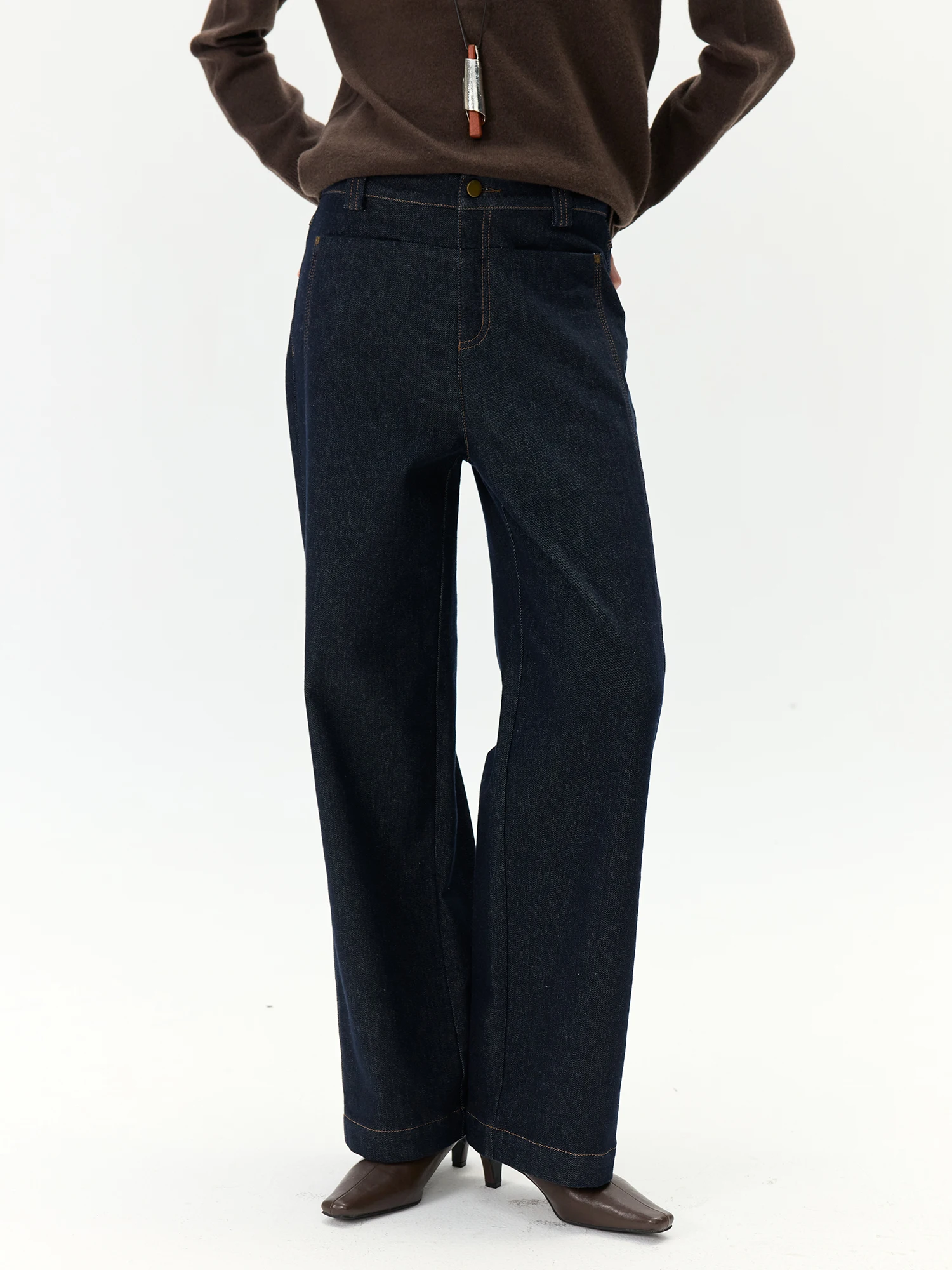 

Женские джинсы CAMON с прямым кроем, на флисовой подкладке, осенне-зимние, теплые, утягивающие, широкие, длинные брюки, хлопок, с высокой талией