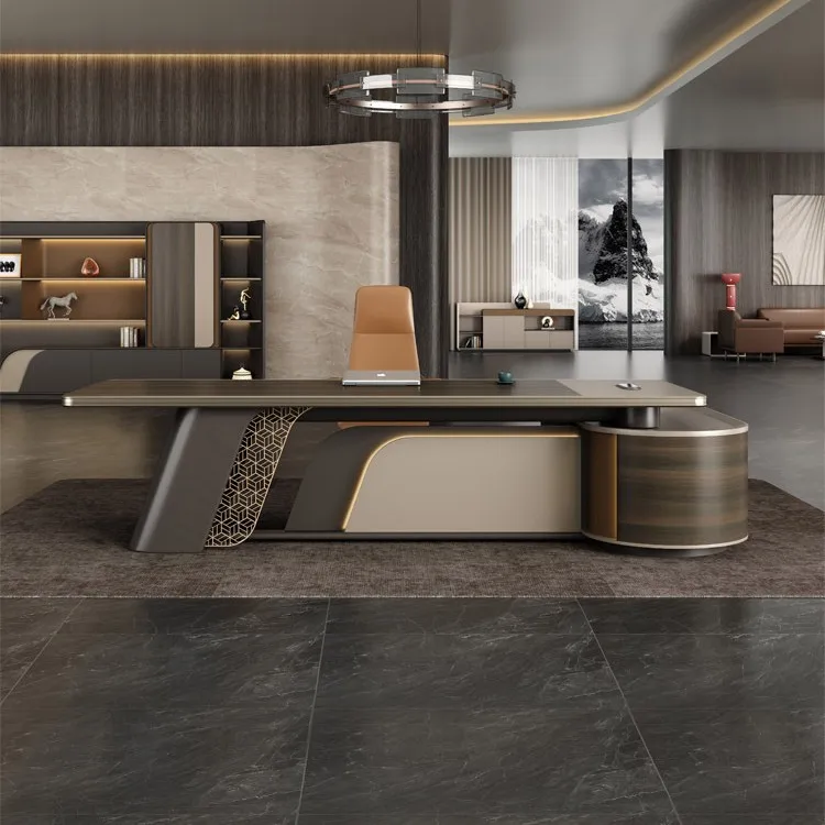 

Desk high-end boss table and chair combination light luxury simple modern chairperson president creative class desk