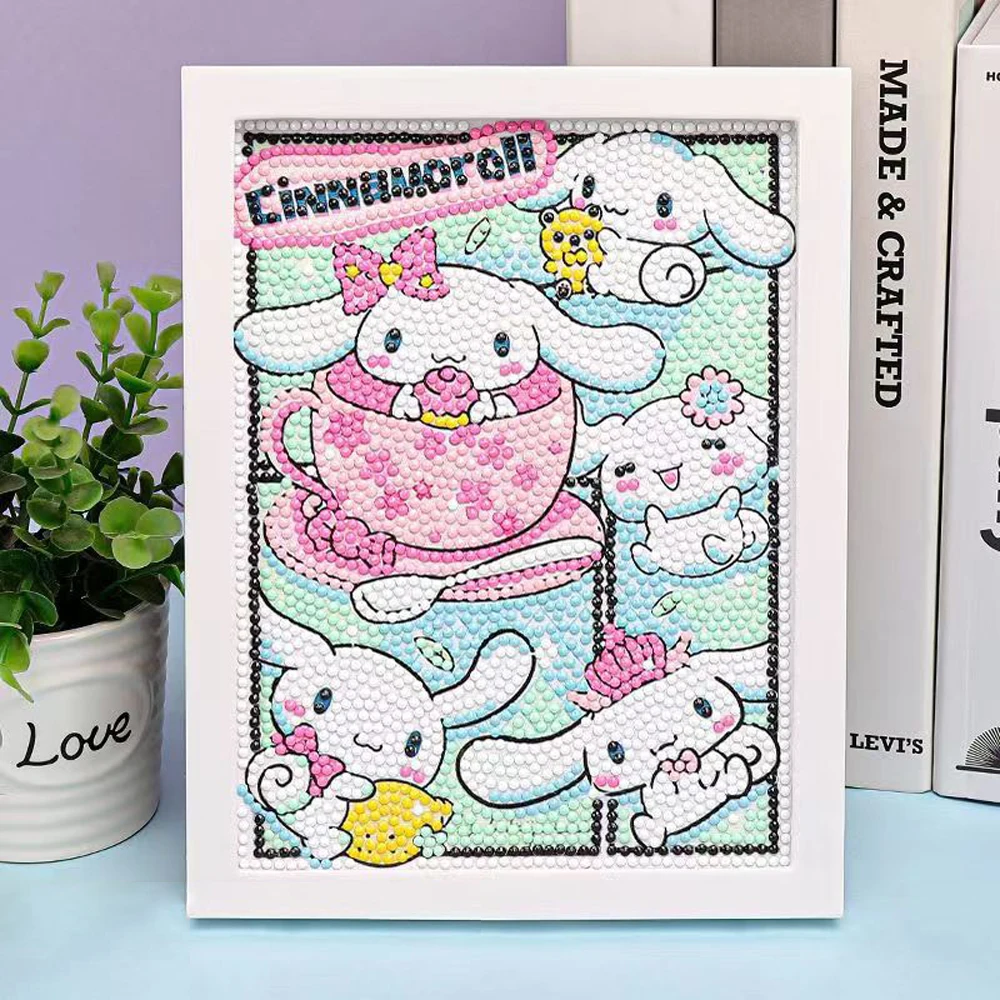 Sanrio Diamond Painting Hello Kitty Cartoon Full Diamond Mosaic 5D DIY Cross Stitch Kits Diamond Art Home Decor with Frame