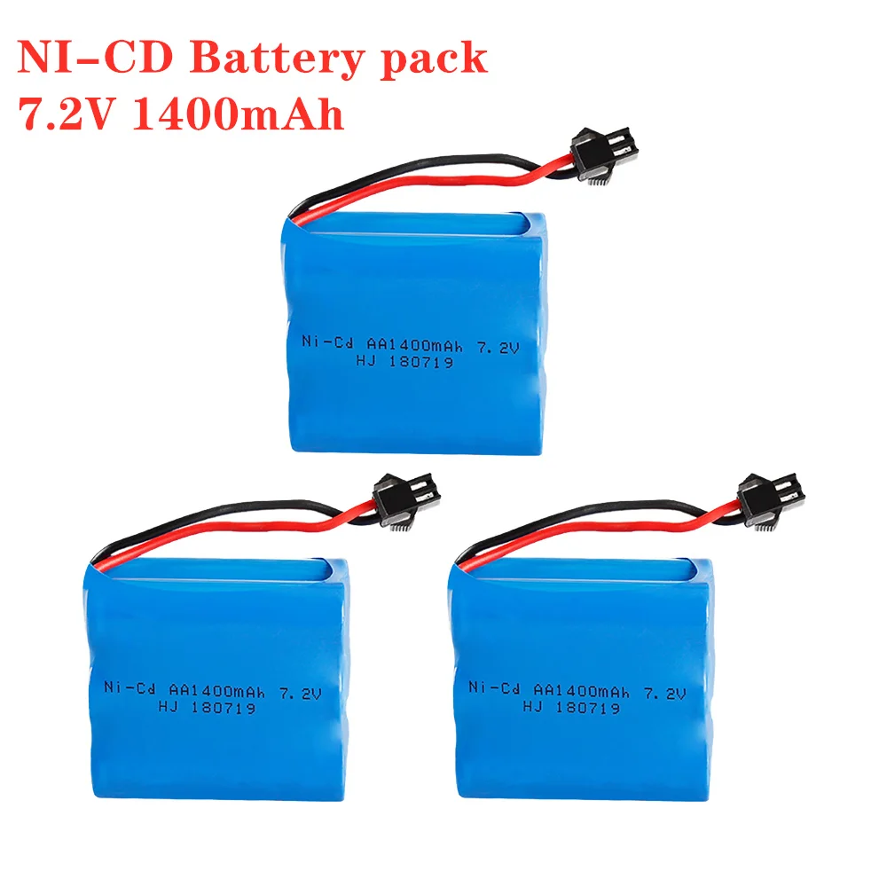 

1-3PCS 7.2v 1400mah NiCD Battery Pack For RC toys Car Tanks Trains Robot Boat Gun Ni-CD AA 700mah 7.2v Rechargeable Battery