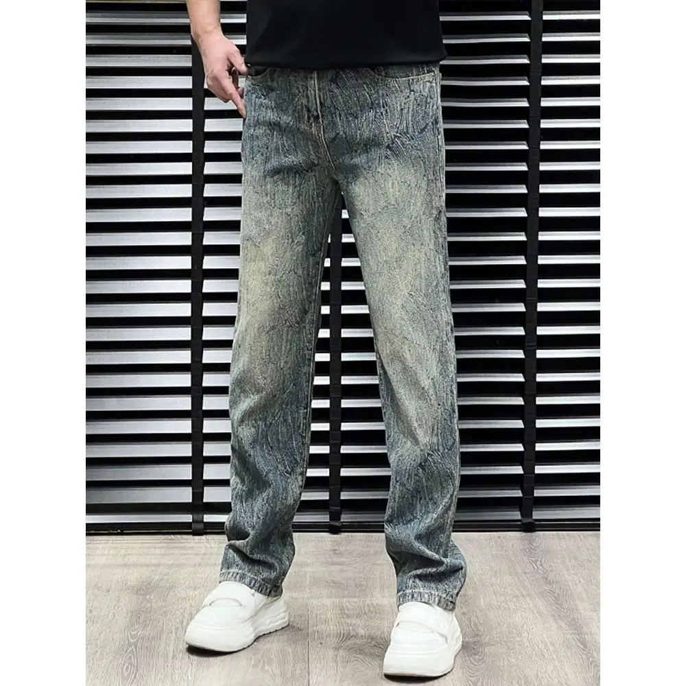 

Spring Autumn Men's Jeans Loose Straight American Style Trendy Simple Design High Street Long Pants Casual Youth Denim Jeans