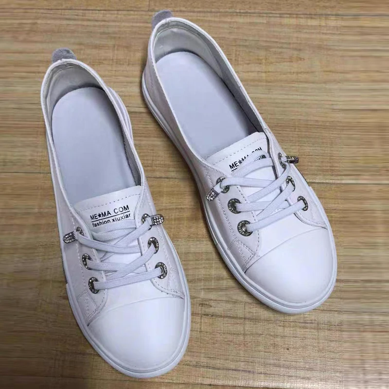 The First Layer of Cowhide Shallow Mouth Female 2023 New Spring and Summer Leather Casual Slip-on Flat Shoes