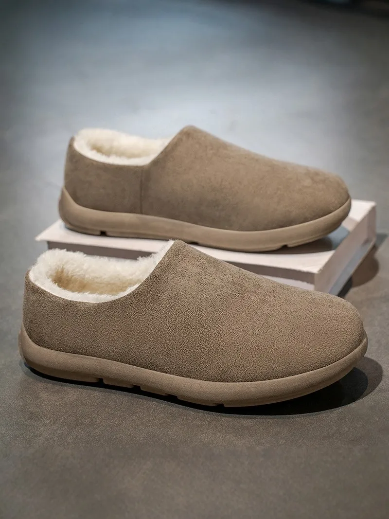 

Birkent Men's Winter Boot Fur Lined Slip-On Casual Thickened Cold Resistant Cotton Shoes Leather And Fur Integrated Snow Boots