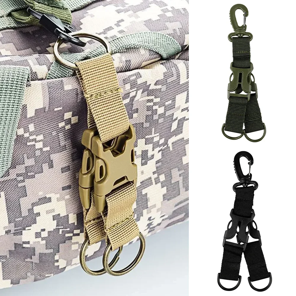 Tactical Double Ring Key Chain Multi-function Olecranon Hook Buckle Outdoor Camping Backpack Buckle Hiking Accessories