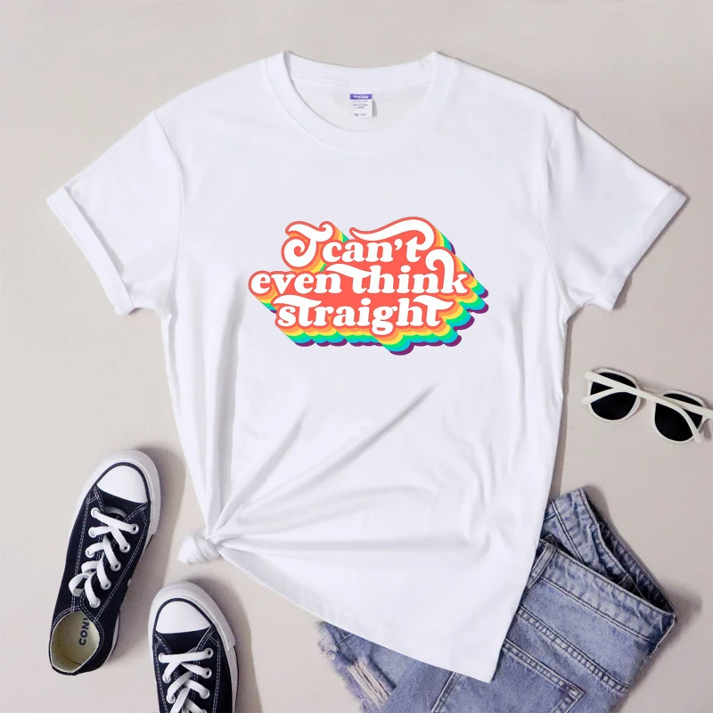 I Can't Even Think Straight T Shirt Retro Gay Pride Graphic Tops Tees Trendy LGBTQ Human Rights Equality Tshirts Camiseta