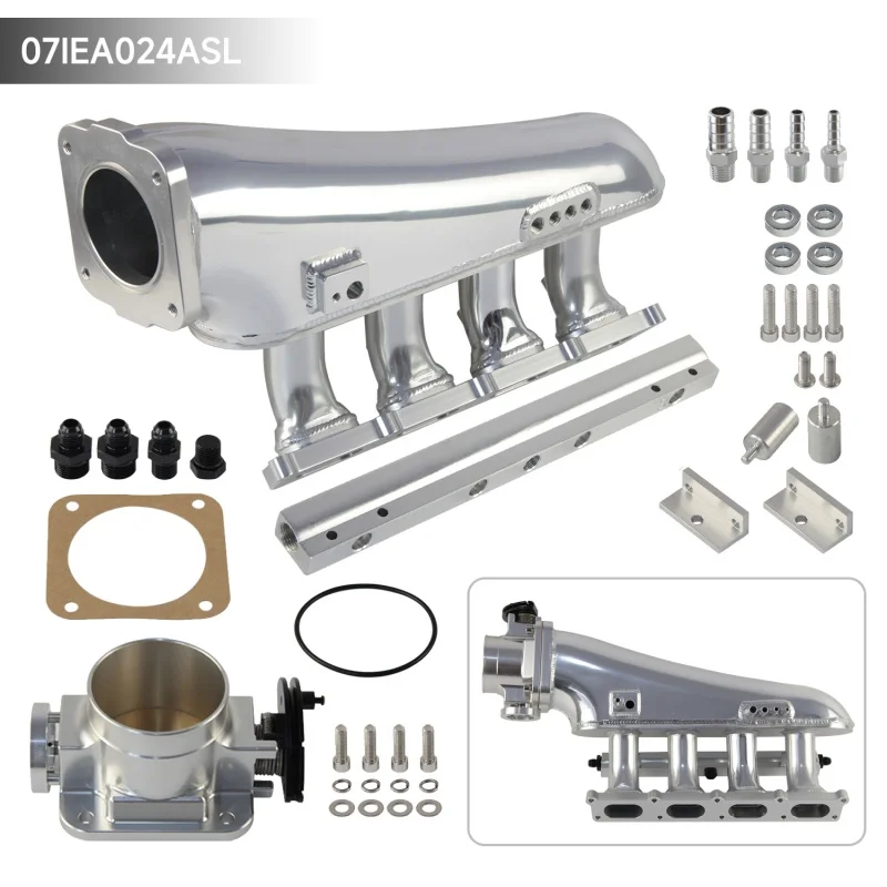 Aluminum Intake Manifold Kit + 80mm Throttle Body + Fuel Rail For VW GTI MK4 Audi TT 1.8T 20V Engine Turbocharged Black/SIlver