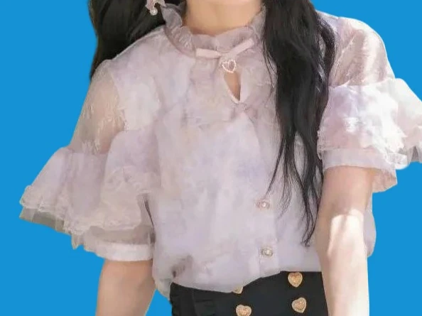 

Japanese Lolita Sweet Cute Girls Lace Trim Shirt Summer New Design Sense Niche Versatile Blouse Off-Shoulder Short Sleeve Tops