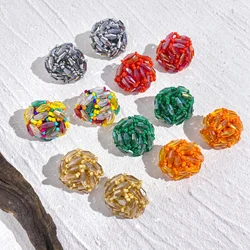 Lifefontier Bohemia Multicolor Round Crystal Beaded Earrings For Women Girls Ethnic Handmade Beads Statement Jewelry Wholesale