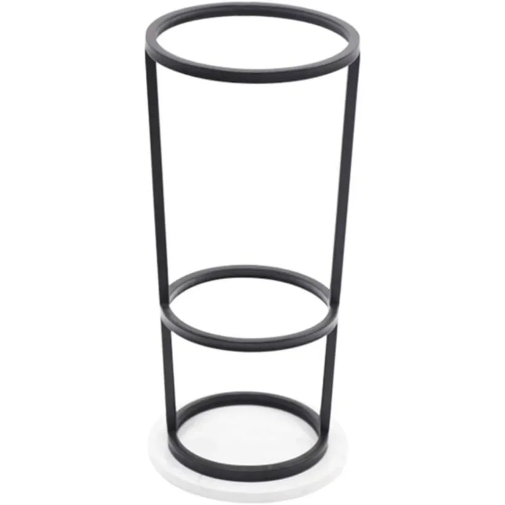 

Marble Chassis Umbrella Stand, Wrought Iron Support Reinforce Floor-standing Umbrella Bucket, Black/Gold (Color : Black)