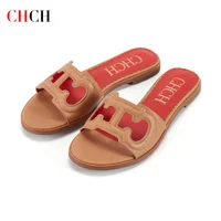 CHCH Women's Slippers 2024 Simple Black Flat Flat Women's Shoes Home Indoor Slippers - Image 2