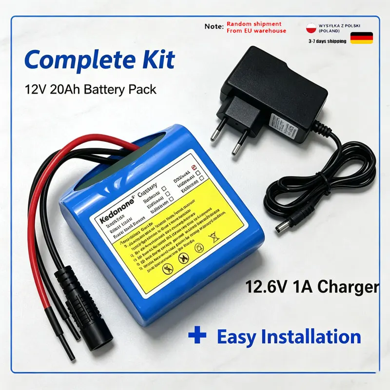 Batterie ricaricabili agli ioni di litio Kedanone 12V 6800mAh con BMS, pacchi batteria al litio con scheda di protezione per il monitoraggio + caricabatterie 12,6V