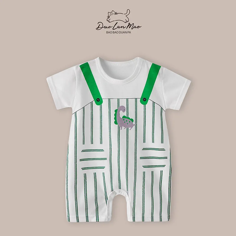 Baby Boys Thin Rompers Baby Girls Short Sleeve Bodysuit Newborn Infants Jumpsuit for Summer New Korean Style Costume