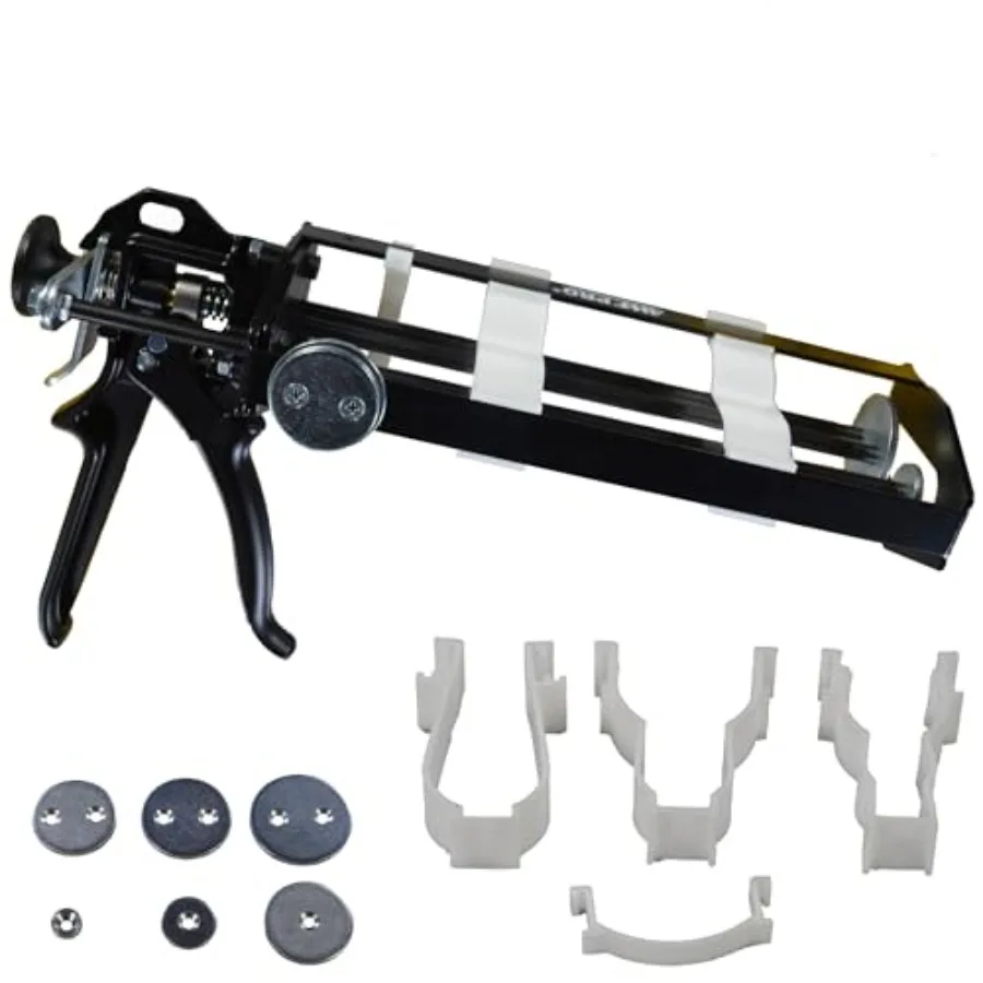 

Dual Cartridge Epoxy Gun for 200mL 250mL 400 mL 450 mL 1:1 and 2:1 Dual Component Cartridges 25:1 Thrust Ratio Professi