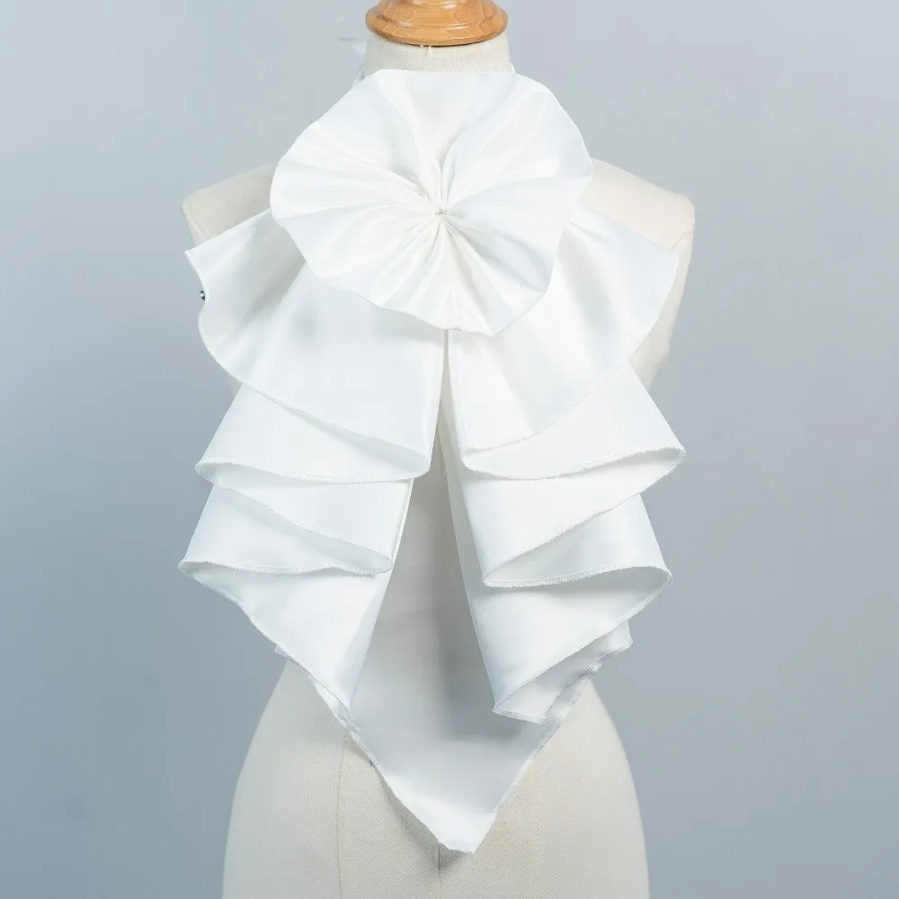Mehrschichtiges Dekor, abnehmbarer Rüschenkragen, große Schleife, verstellbarer Fake-Kragen, schicke Polyester-Bluse, dekorativer Kragen, Themenparty – Detail 5