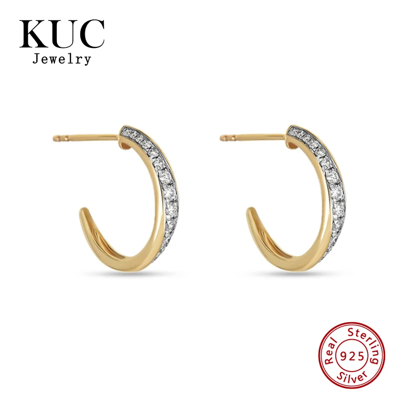 

Hook Huggies Zircon Twist 925 Sterling Silver Stud Earring 18k Gold Plated Fashion Fine Jewelry Earrings