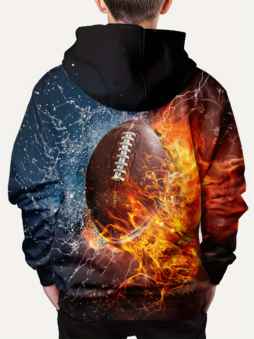 

Boys 3D Rugby Printed Hoodie Casual Long Sleeve Sweatshirt Cool Fashion Sportswear Tops Children's Clothing Spring Autumn Wear