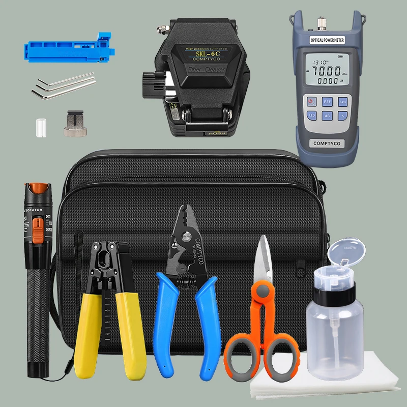 Imagem -02 - Fibra Óptica Tool Kit com Medidor de Potência Óptica Vfl 10mw Cleaver Skl6c Aua x2 Vcfs3 Fiber Stripper Ftth Tool Kits 70-+ 10db