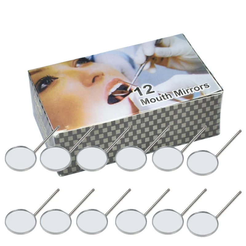 12Pcs Dental Mouth Mirror 5# Anti Fog Front Surface Dentistry Mirror Diameter 2.2Cm Dentist Equipment Oral Teeth Exam Care