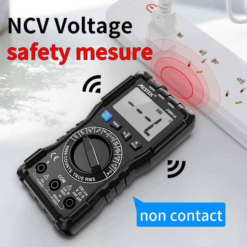 MESTEK DM91/DM91A/DM91S Digital Multimeter 9999 Count AC/DC Ammeter Voltmeter Ohm Voltage Meter HFE NVC Capacitance Tester